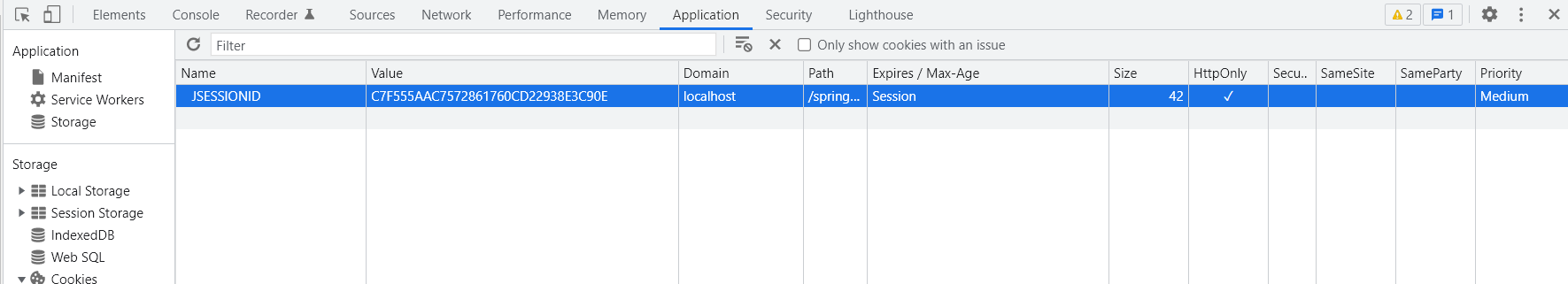 JSESSIONID 쿠키를 삭제하고 새로고침하면 로그인이 풀린다